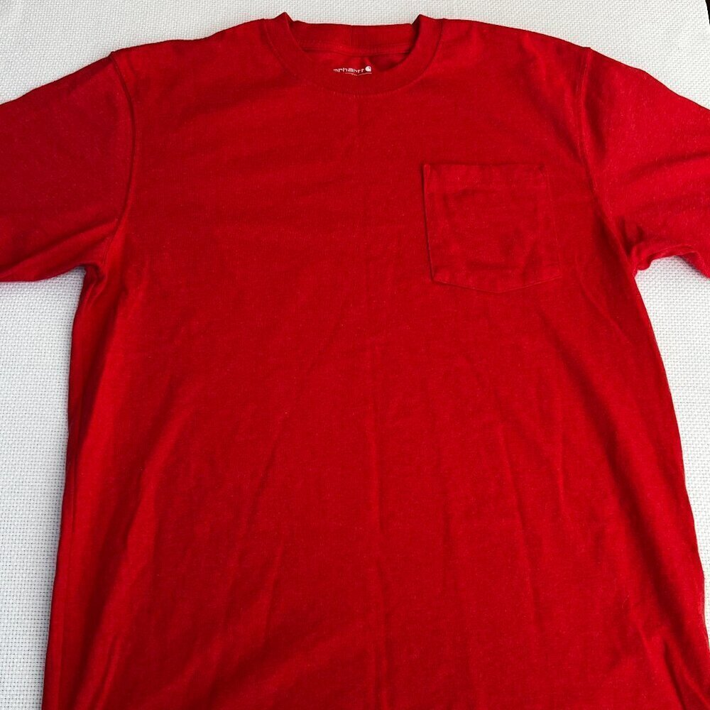 Carhartt Heavyweight Medium T-Shirt Short Sleeve Pocket Loose Fit‎ Red Orange